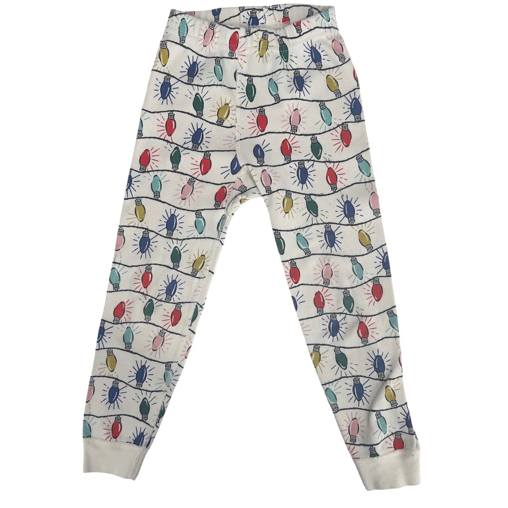 Hanna Andersson Kids Pajama Pants Bottoms Christmas Lights Organic Cotton Size 4